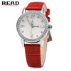 READ R21430 Women Quartz Watch 3ATM Luminous Mineral Glass Mirror Artificial Diamond Dial Wristwatch