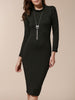 Simple Turtle Neck Long Sleeve Solid Color Slimming Women's Dress