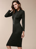 Simple Turtle Neck Long Sleeve Solid Color Slimming Women's Dress