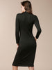 Simple Turtle Neck Long Sleeve Solid Color Slimming Women's Dress