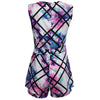 Trendy Round Collar Sleeveless High Waist Floral Print Patchwork Slim Romper for Women