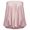 Sexy Strapless Pleated Patchwork Slim Solid Color T-shirt for Women