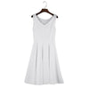 Elegant Round Collar Sleeveless Bowknot Slim Mid-calf Pure Color Ball Gown Dress for Women