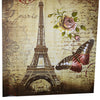 Retro Vintage Paris Eiffel Tower Brown Butterfly Design Pattern Waterproof Polyester Bath Curtain with 12 Plastic Buckles