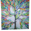 Colorful Tree Design Pattern Waterproof Polyester Bath Curtain with 12 Plastic Buckles