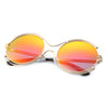 Stylish Ladies Color Coated Hollow Round Frame Sunglasses