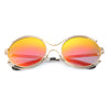 Stylish Ladies Color Coated Hollow Round Frame Sunglasses