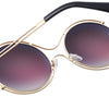 Stylish Ladies Color Coated Hollow Round Frame Sunglasses
