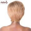 Charming Light Brown Short Capless Straight Side Bang Synthetic Adiors Wig For Women