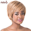 Charming Light Brown Short Capless Straight Side Bang Synthetic Adiors Wig For Women