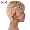 Charming Light Brown Short Capless Straight Side Bang Synthetic Adiors Wig For Women