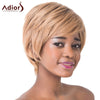 Charming Light Brown Short Capless Straight Side Bang Synthetic Adiors Wig For Women