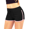 Active Mid Elastic Waist Drawstring Patchwork Color Block Cotton Shorts for Women