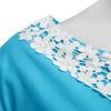 Vintage Round Collar Sleeveless Lace Flower Patchwork Button Back Zipper Mid-calf Sheath Ball Gown Dress for Women