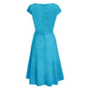 Vintage Round Collar Sleeveless Lace Flower Patchwork Button Back Zipper Mid-calf Sheath Ball Gown Dress for Women