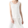 Trendy Round Collar Sleeveless See-through Slim Tassel Hollow Out T-shirt for Women