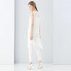 Trendy Round Collar Sleeveless See-through Slim Tassel Hollow Out T-shirt for Women
