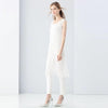 Trendy Round Collar Sleeveless See-through Slim Tassel Hollow Out T-shirt for Women