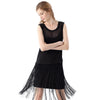 Trendy Round Collar Sleeveless See-through Slim Tassel Hollow Out T-shirt for Women
