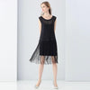 Trendy Round Collar Sleeveless See-through Slim Tassel Hollow Out T-shirt for Women