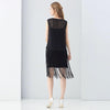 Trendy Round Collar Sleeveless See-through Slim Tassel Hollow Out T-shirt for Women