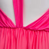 Bohemian Plunging Neck Hollow Out Elastic Waist Ombre Print Dress for Women