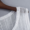 Trendy Round Collar Sleeveless See-through Slim Tassel Hollow Out T-shirt for Women