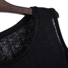 Trendy Round Collar Sleeveless See-through Slim Tassel Hollow Out T-shirt for Women