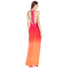 Bohemian Plunging Neck Hollow Out Elastic Waist Ombre Print Dress for Women