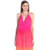 Bohemian Plunging Neck Hollow Out Elastic Waist Ombre Print Dress for Women