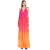 Bohemian Plunging Neck Hollow Out Elastic Waist Ombre Print Dress for Women