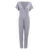 Trendy Plunging Neck Elastic Waist Pocket Straight Jumpsuit for Women