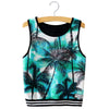 Trendy Round Collar Seeleless Print Slim Tank Top for Women