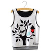 Trendy Round Collar Seeleless Print Slim Tank Top for Women