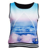 Trendy Round Collar Seeleless Print Slim Tank Top for Women