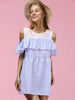 Cute Round Neck Hollow Out Flounced Striped Women's Dress