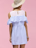 Cute Round Neck Hollow Out Flounced Striped Women's Dress