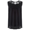Stylish V-neck Lace Patchwork Pleated Loose T-shirt for Women