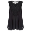 Stylish V-neck Lace Patchwork Pleated Loose T-shirt for Women
