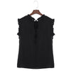 Trendy Ruffle Collar Lace-up Perspective T-shirt for Women
