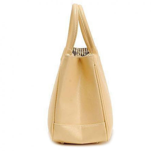Concise Candy Color and PU Leather Design Tote Bag For Women