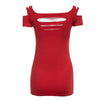 Women Sexy Scoop Collar Short Sleeve Cut Out Pure Color T-Shirt