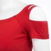 Women Sexy Scoop Collar Short Sleeve Cut Out Pure Color T-Shirt