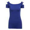 Women Sexy Scoop Collar Short Sleeve Cut Out Pure Color T-Shirt