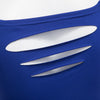 Women Sexy Scoop Collar Short Sleeve Cut Out Pure Color T-Shirt