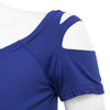 Women Sexy Scoop Collar Short Sleeve Cut Out Pure Color T-Shirt