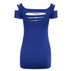 Women Sexy Scoop Collar Short Sleeve Cut Out Pure Color T-Shirt