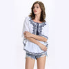 Chic Women's Ethnic Print Bat Sleeve Scoop Neck Blouse