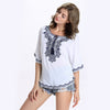 Chic Women's Ethnic Print Bat Sleeve Scoop Neck Blouse