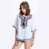 Chic Women's Ethnic Print Bat Sleeve Scoop Neck Blouse